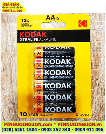 Pin KODAK LR6 _Pin AA _Pin Sum 3, Pin Alkaline 1.5v, Pin tiểu AA 1.5V alkaline KODAK LR6 SUM3 chính hãng (Loại Vỉ 6viên)